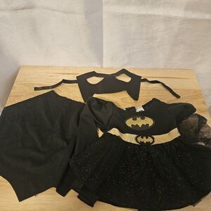 Build A Bear  Batgirl Costume Black Glitter Tulle Dress w Attached Cape and mask